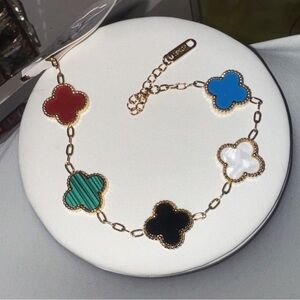 Red and Green Quatrefoil Charm Bracelet